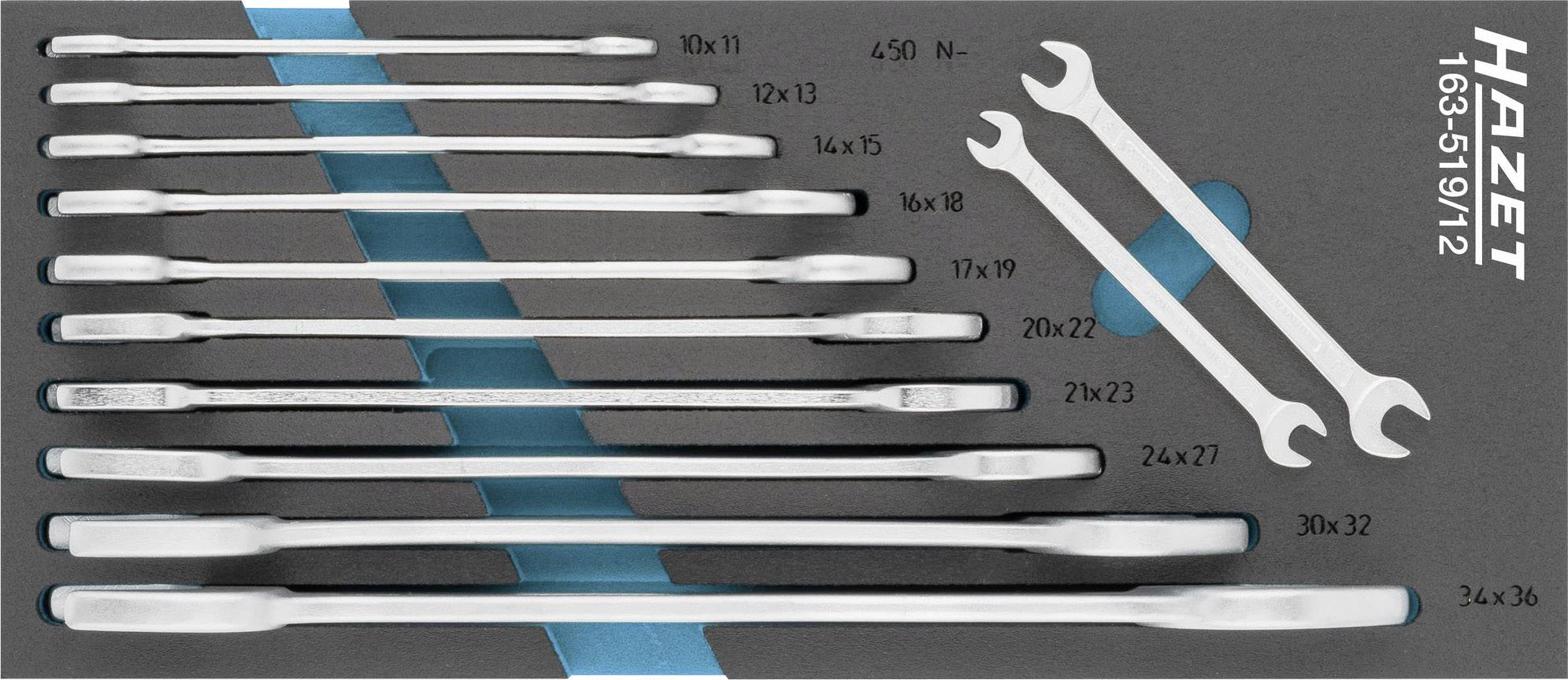 Набір подвійних ріжкових ключів Hazet 163-519/12 Розмір ключа (метрична система) (лише для назви) 10 - 36 мм