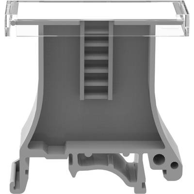 Szaro-czarny element z tworzywa sztucznego z występami i otworami, prawdopodobnie podzespół do zastosowań maszynowych lub mechanicznych.