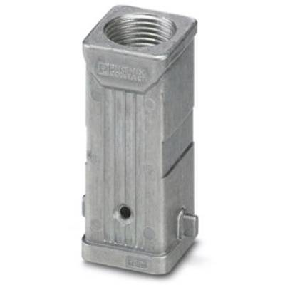 Metalowy element obudowy, o prostokątnym kształcie z otworem gwintowanym u góry. Składnik przemysłowy stosowany w aplikacjach elektrotechnicznych lub maszynowych.