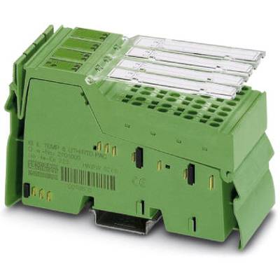 Zielony elektryczny moduł przyłączeniowy z wieloma złączami, stosowany w zastosowaniach przemysłowych w szafach sterowniczych.