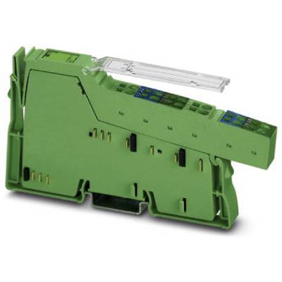 Zielony elektryczny moduł zaciskowy z przezroczystym mechanizmem pokrywy, odpowiedni do przemysłowych tablic rozdzielczych.