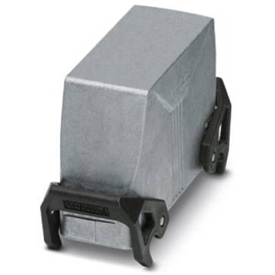 Metalowy wtyk z bocznymi mocowaniami, przemysłowy design do połączeń elektrycznych.