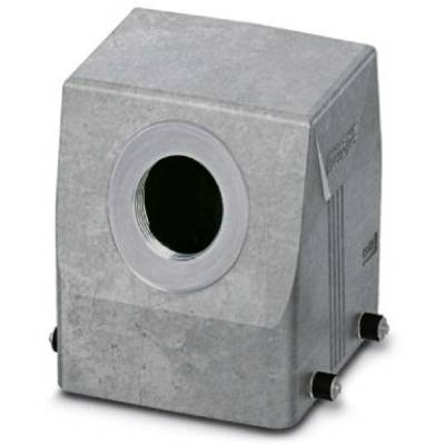 Obudowa metalowa z okrągłym otworem z przodu, śrubami po bokach i gładką powierzchnią, prawdopodobnie do zastosowań technicznych.
