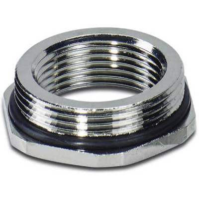 Metalowy adapter z gwintem zewnętrznym i uszczelką, stosowany do łączenia przewodów rurowych lub węży.