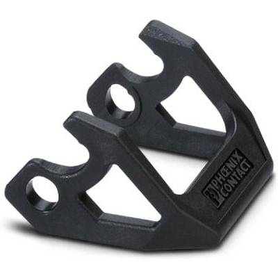 Czarna podstawa z dwoma otworami mocującymi, firmy 'PHOENIX CONTACT'. Służy do mocowania lub montażu w zastosowaniach technicznych.