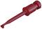 Czerwony izolowany osprzęt końcówek pomiarowych do pomiarów elektrycznych, charakteryzujący się podłużnym kształtem z płaskim zakończeniem i uchwytem.