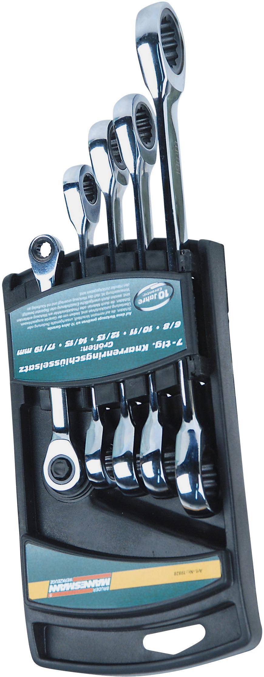 Тріскачковий ключ Brüder Mannesmann M19828 M19828, 5 предм. Розмір ключів (метрична система) (лише для назви) 6 - 19 мм