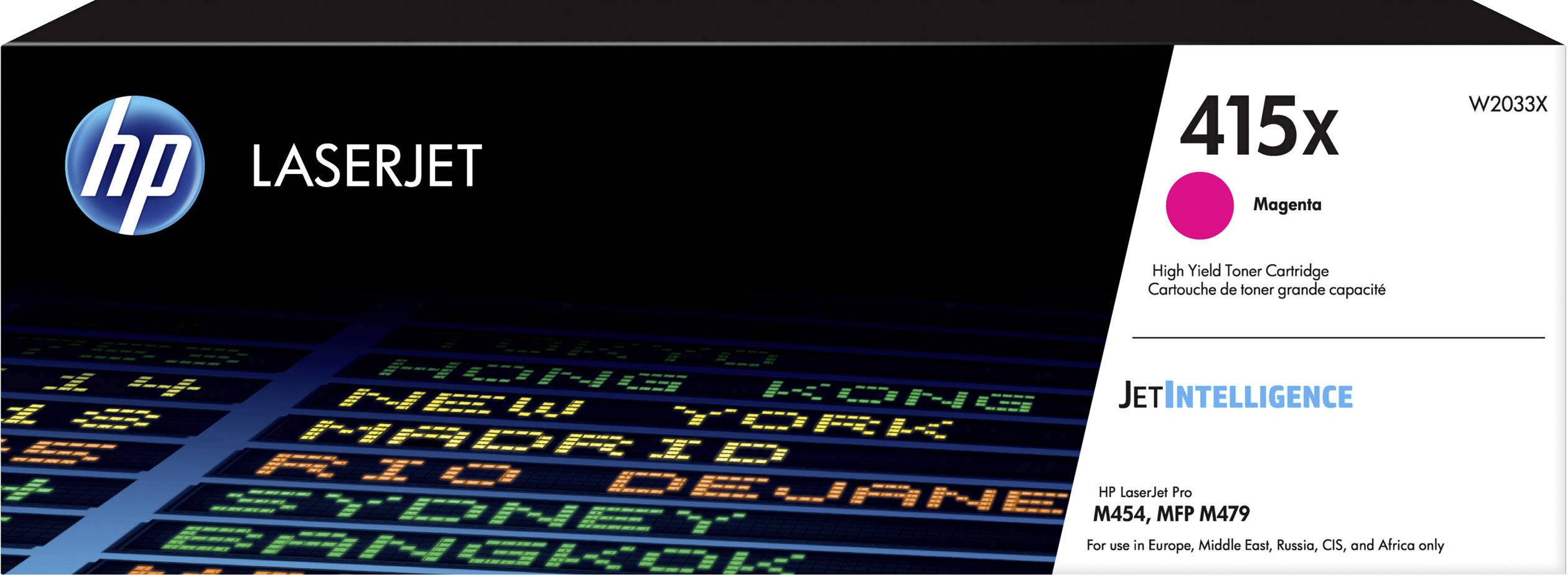Toner HP 415X Magenta do LaserJet Pro M454, MFP M479, wyświetlacz na tablicy lotniskowej, odpowiedni dla Europy, Afryki.