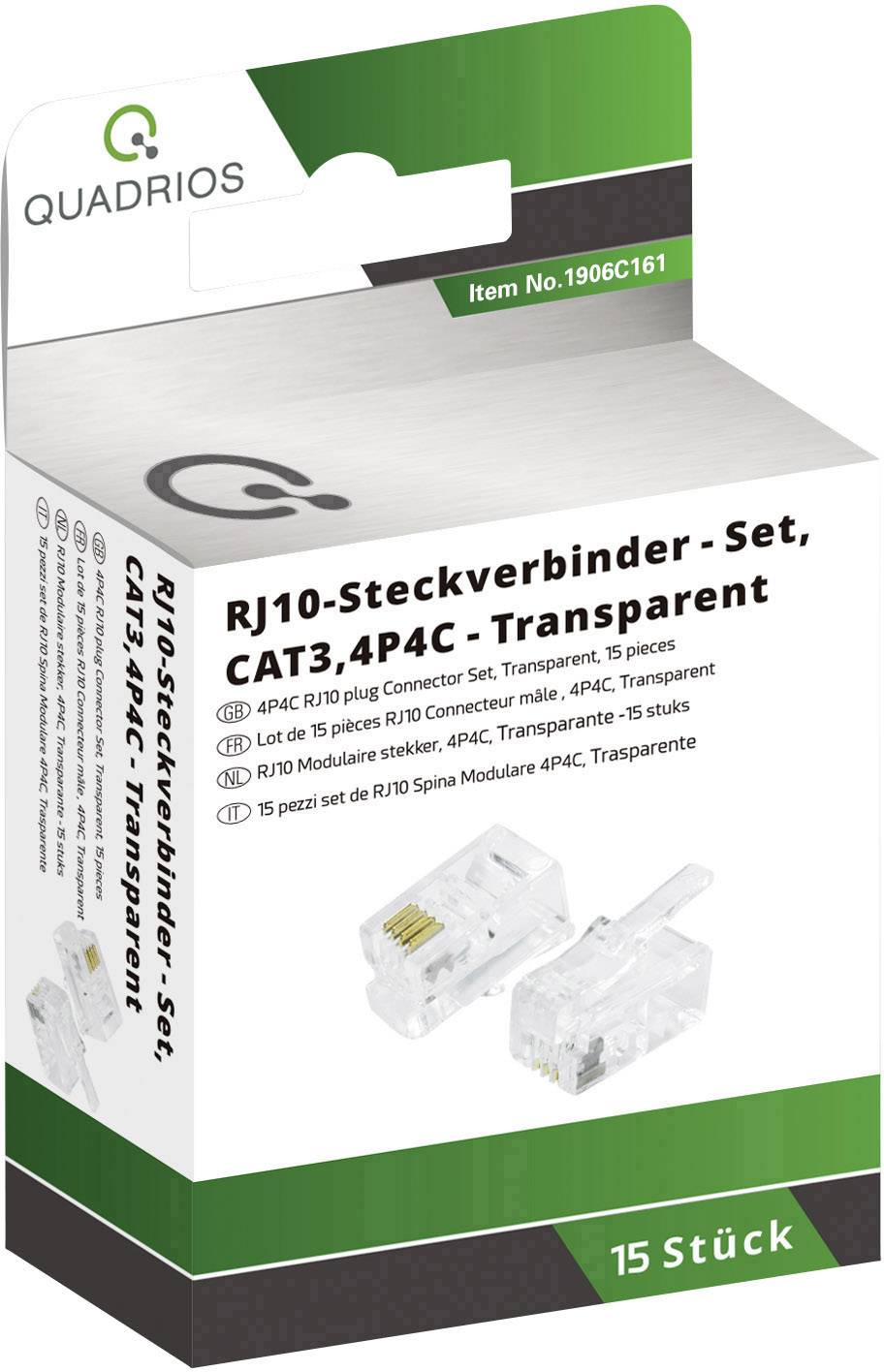 Роз'єм RJ Quadrios 1906C161, RJ10, CAT 3, контакти: 4P4C, 15 шт.