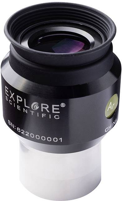 Czarne okular lornetki marki Explore Scientific z napisem 'Ar' i numerem seryjnym, przeznaczony do obserwacji astronomicznych.