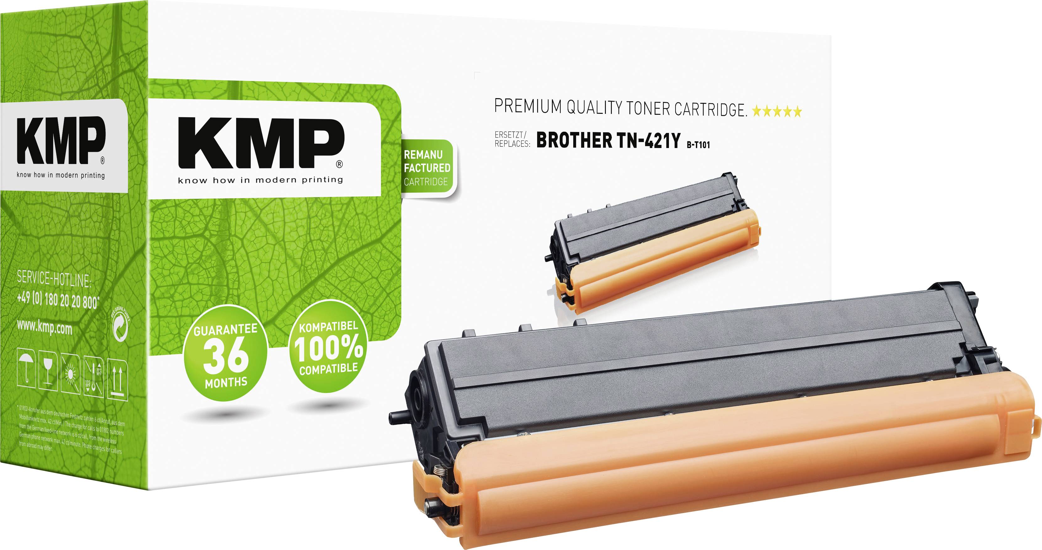 KMP Toner Replacement Brother TN-421Y, TN421Y replacement Yellow 1800 pages B-T101 SP425651