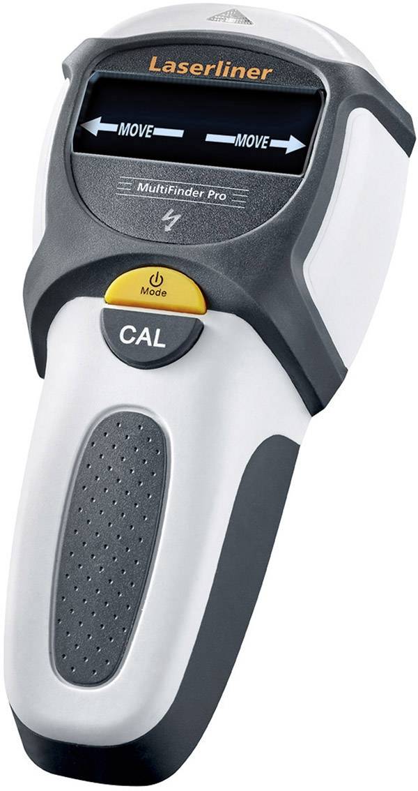Wielofunkcyjne urządzenie do wykrywania materiałów z wyświetlaczem wskazującym kierunek. Model: Laserliner MultiFinder Pro.