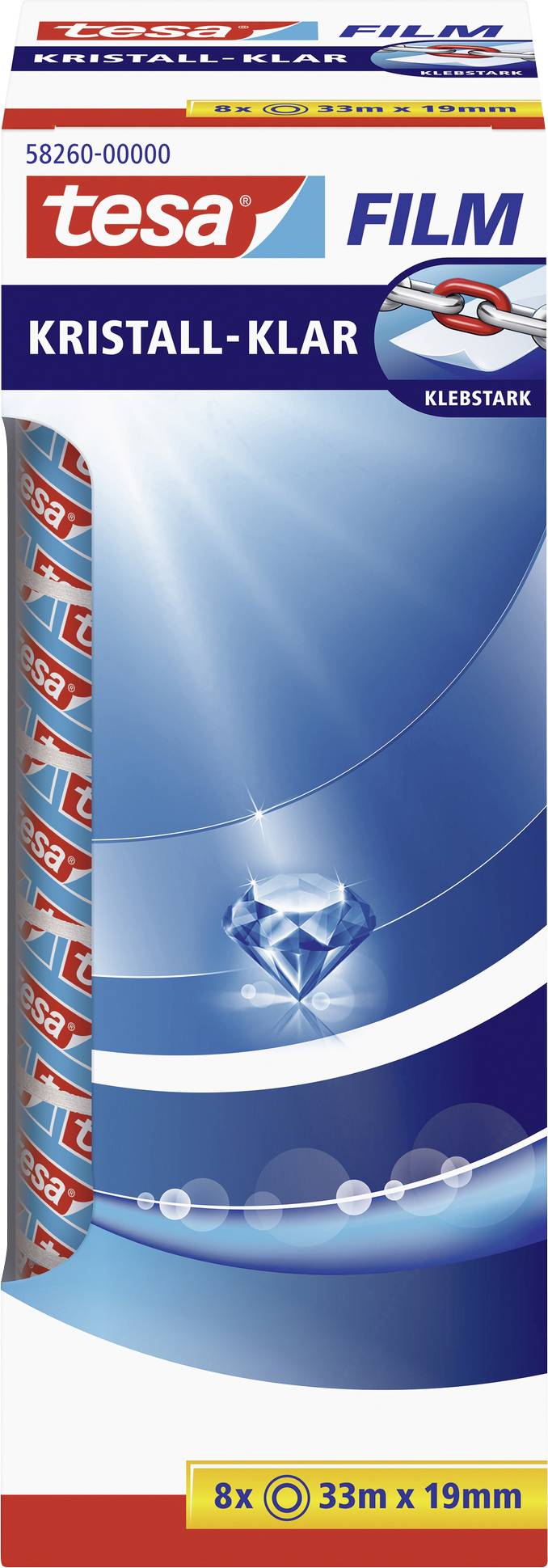 Клейка стрічка tesa кришталево прозора 58260-00000-00 (Д x Ш) 33 м x 19 мм 33 м 8 шт.