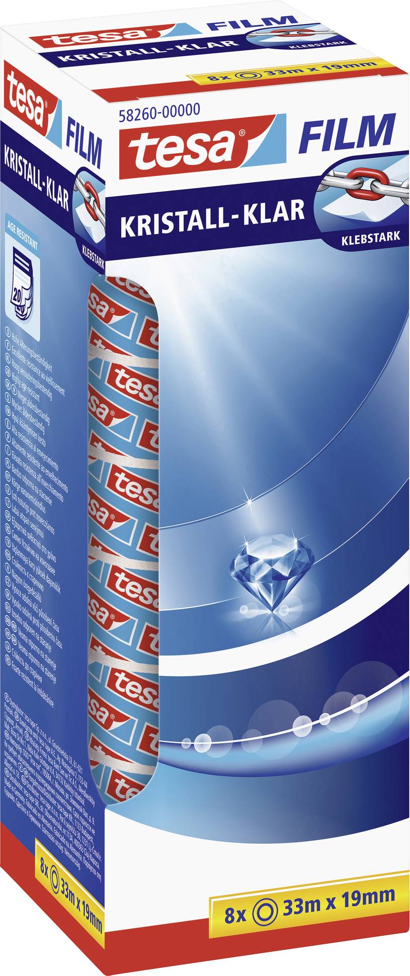 Клейка стрічка tesa кришталево прозора 58260-00000-00 (Д x Ш) 33 м x 19 мм 33 м 8 шт.