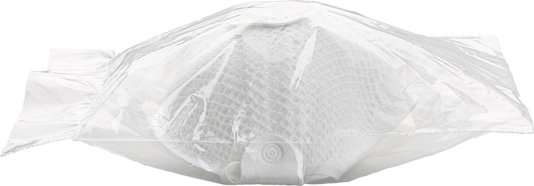 Jednorazowa maska ochronna w przezroczystym opakowaniu, gotowa do użycia.