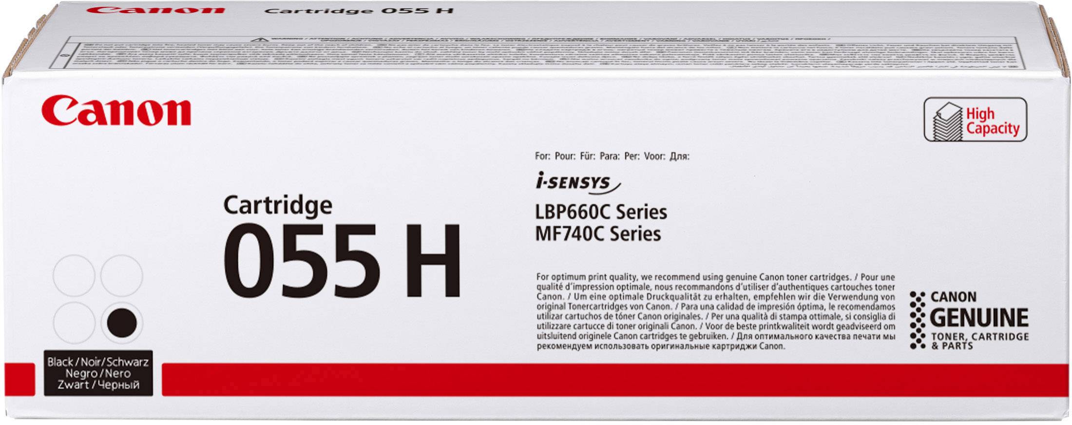 Toner Canon 055 H, kompatybilny z seriami LBP660C i MF740C, o wysokiej wydajności, w kolorze czarnym.