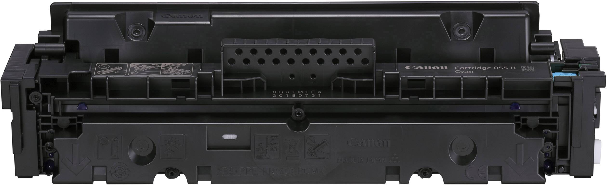 Wkład z tonerem do drukarki Canon, w kolorze czarnym, o prostokątnym kształcie, z kilkoma otworami wlotowymi i wylotowymi, z widocznym logo marki.