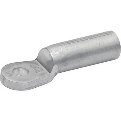 Metalowy kabel końcówkowy z okrągłą głowicą przyłączeniową i otworem, służący do bezpiecznego połączenia końcówek przewodów z zaciskami elektrycznymi.