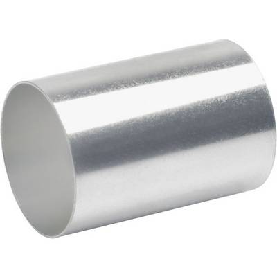 Srebrna, metaliczna cylindryczna tuleja leżąca na białej powierzchni.