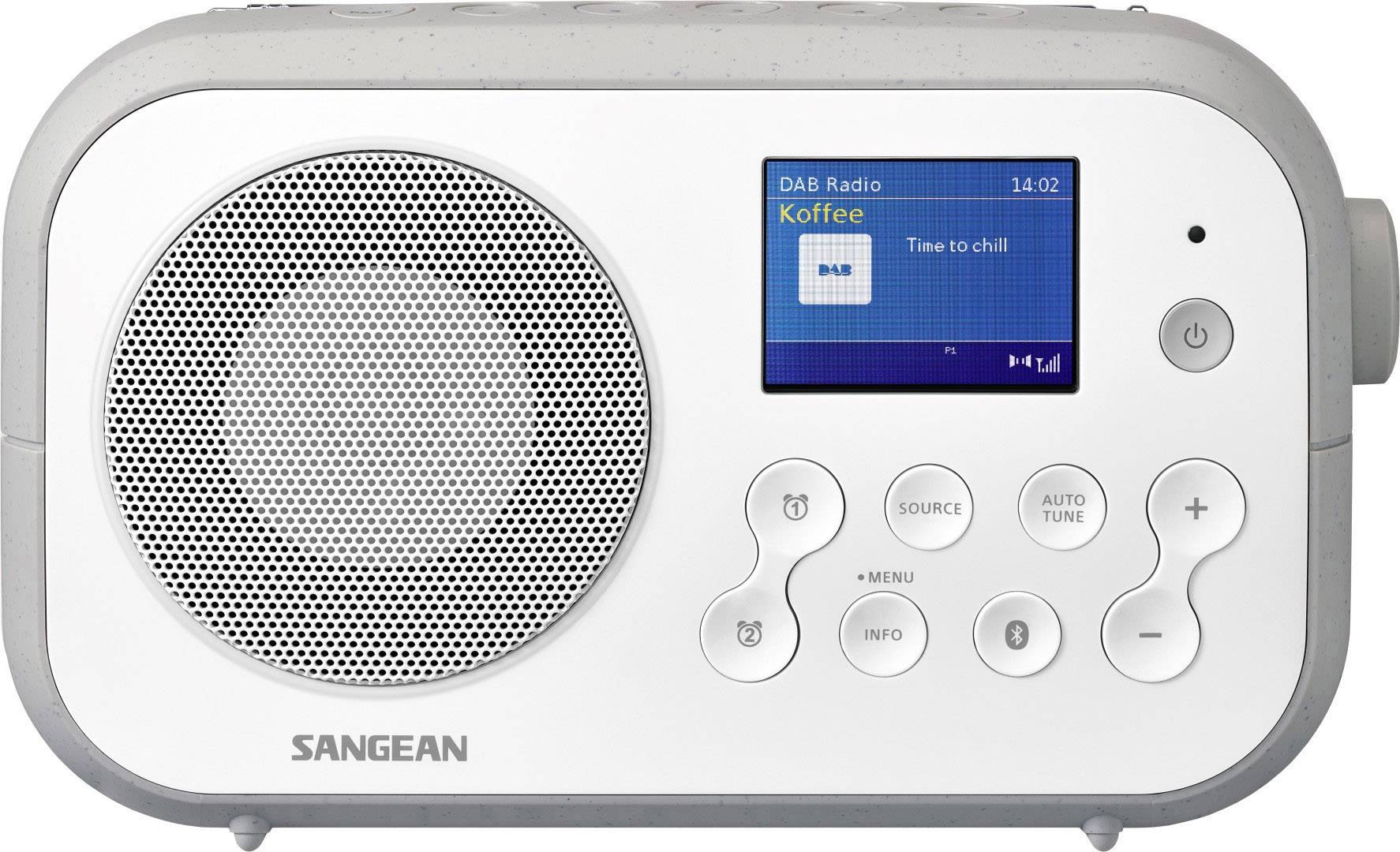 Портативне радіо Sangean DPR-42BT біло-сірого кольору, DAB+, метровий діапазон (VHF), білий, сірий