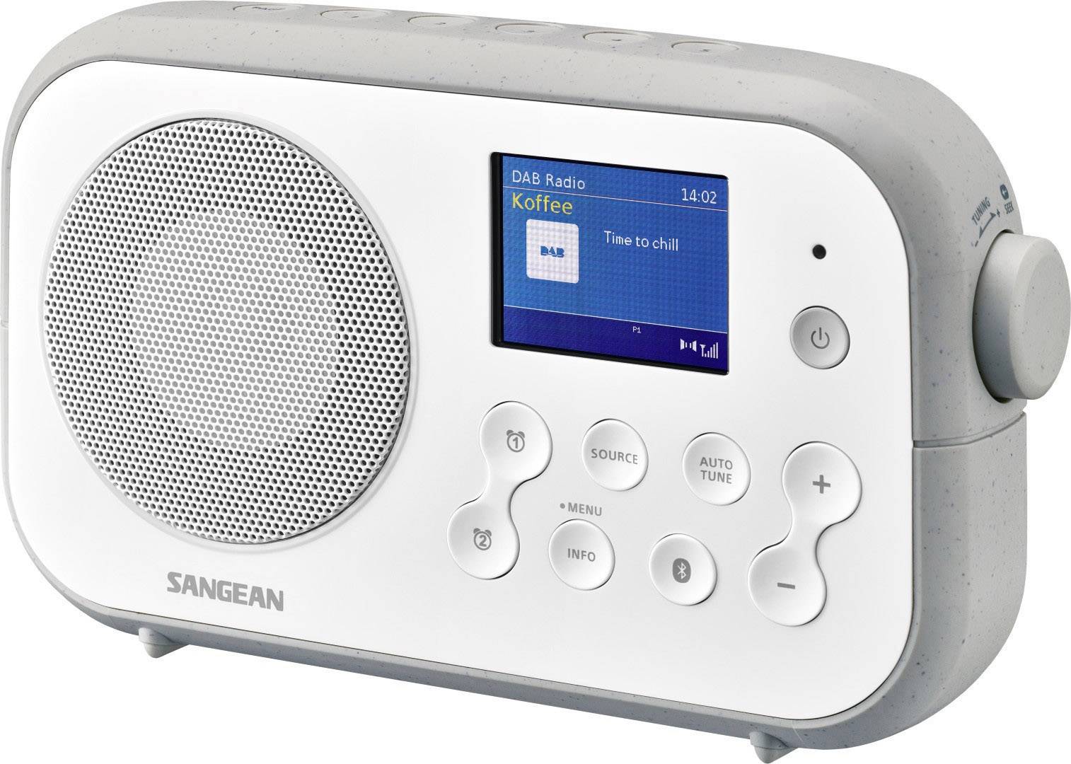 Портативне радіо Sangean DPR-42BT біло-сірого кольору, DAB+, метровий діапазон (VHF), білий, сірий