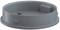 Szary, okrągły pojemnik z tworzywa sztucznego z płaskim dnem i podniesionym brzegiem, ewentualnie z pokrywką lub przykryciem.