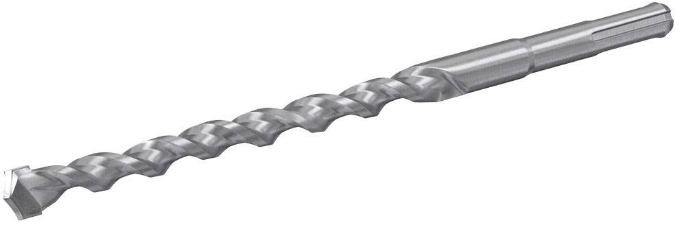Wiertło metalowe ze spiralnym trzpieniem i mocowaniem SDS-plus, przeznaczone do wiercenia w betonie i kamieniu.
