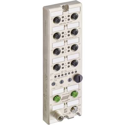 Elektroniczny moduł połączeniowy z wieloma złączami i diodami LED, stosowany w przemysłowych zastosowaniach sterujących.