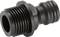 Czarny, żebrowany adapter z tworzywa sztucznego z gwintem po jednej stronie i gładkim otworem po drugiej stronie, przeznaczony do połączeń rurowych.