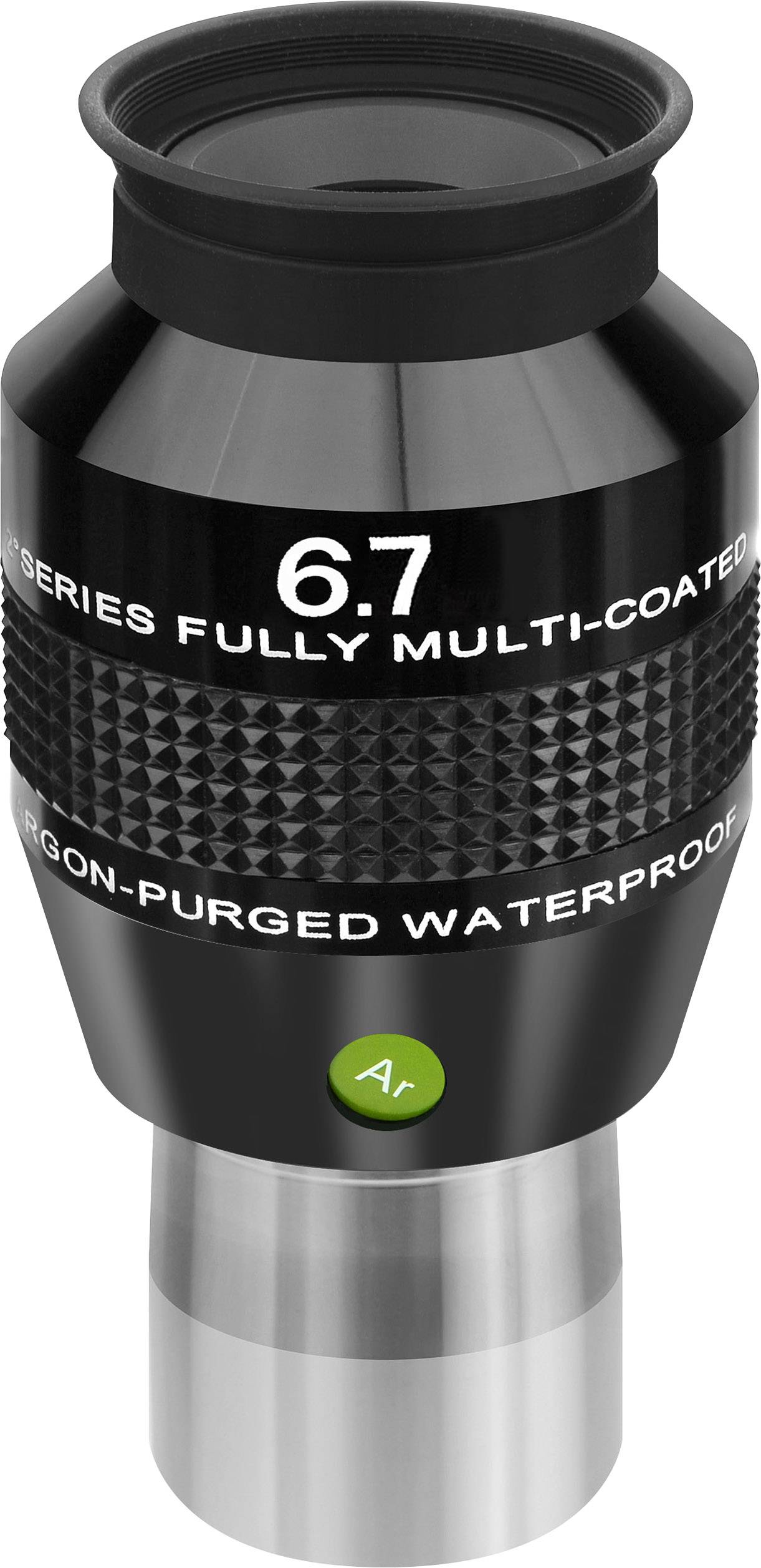 Czarne okular teleskopowy z napisem '6,7' oraz 'Zabezpieczony argonem, wodoszczelny'.