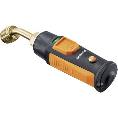 Miernik HVAC Testo 549i z funkcją Bluetooth, kompaktowy i przenośny, do bezprzewodowego pomiaru ciśnienia i diagnostyki systemu, w kolorze czarno-pomarańczowym.