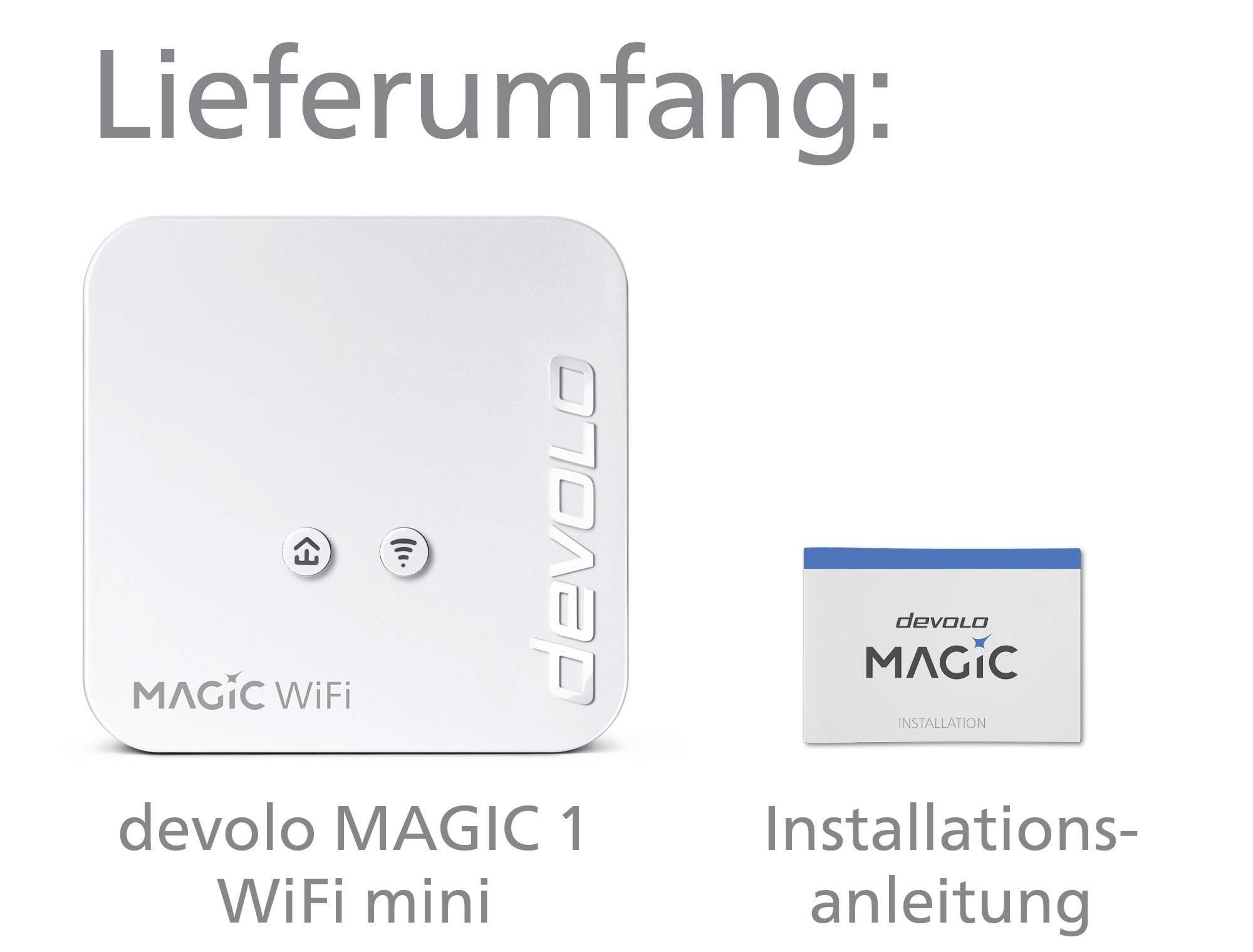 Zawartość opakowania: devolo MAGIC 1 WiFi mini oraz instrukcja instalacji