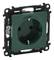 Zielona wtyczka zamontowana w czarnej ramce, odpowiednia do wbudowania w systemy elektryczne.