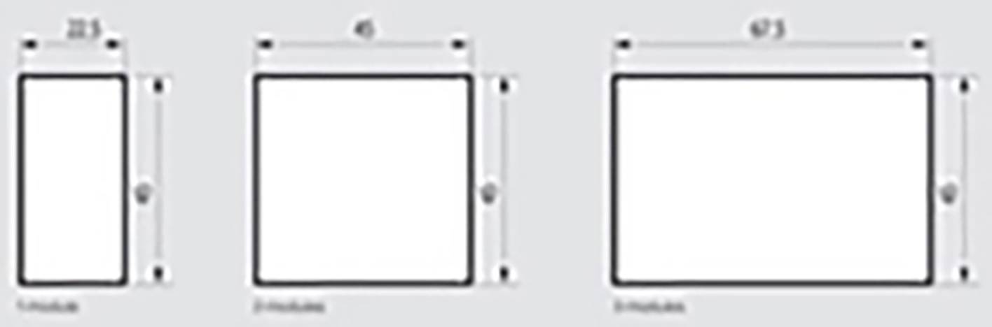 Trzy prostokąty przedstawiają różne rozmiary: szerokość 28,5 cm, 45 cm i 61,5 cm, wszystkie z widocznymi oznaczeniami wymiarów i połączeniami śrubowymi.