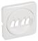 Biała plastikowa osłona z czterema wycięciami, prawdopodobnie do instalacji elektrycznych lub zarządzania kablami.