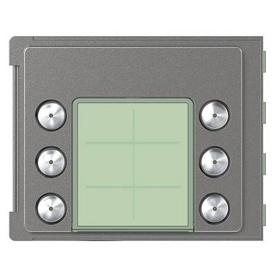 Elektroniczne urządzenie z sześcioma błyszczącymi przyciskami wokół zielonego wyświetlacza z krzyżem pośrodku.