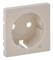 Biała wtyczka, kształt kwadratowy, dwa otwory mocujące.