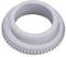 Białe plastikowe kółko zębate z wewnętrznym cylindrem, które najprawdopodobniej stanowi część urządzenia mechanicznego lub maszyny.