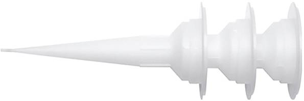 Biały plastikowy kołek do płyt gipsowo-kartonowych. Posiada spiczasty koniec i trzy okrągłe skrzydełka zapewniające stabilne mocowanie w ścianie.