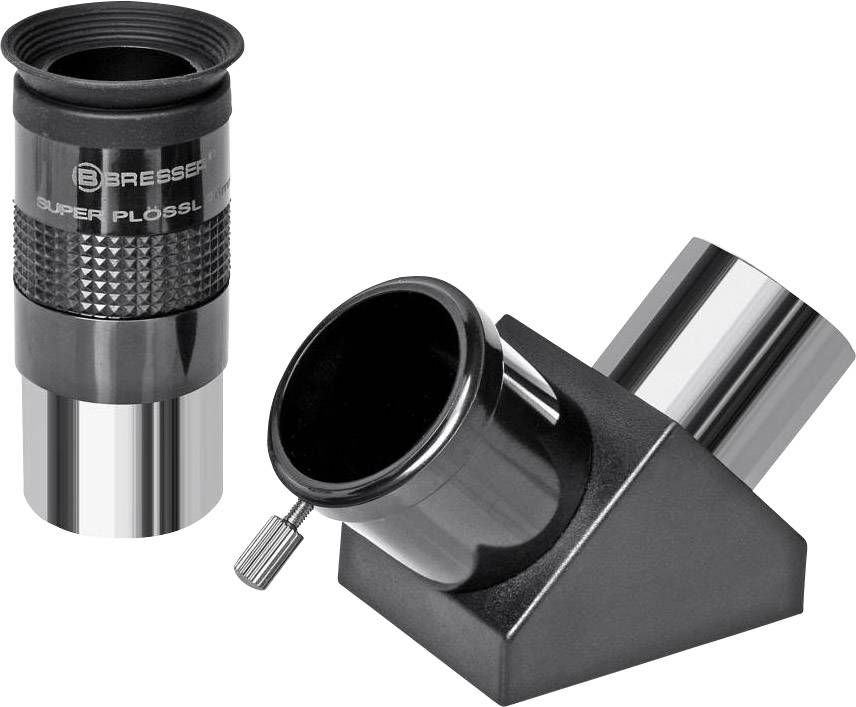 Zestaw akcesoriów teleskopowych składający się z okularu i zwierciadła zenitalnego, przeznaczony do udoskonalonych obserwacji astronomicznych.