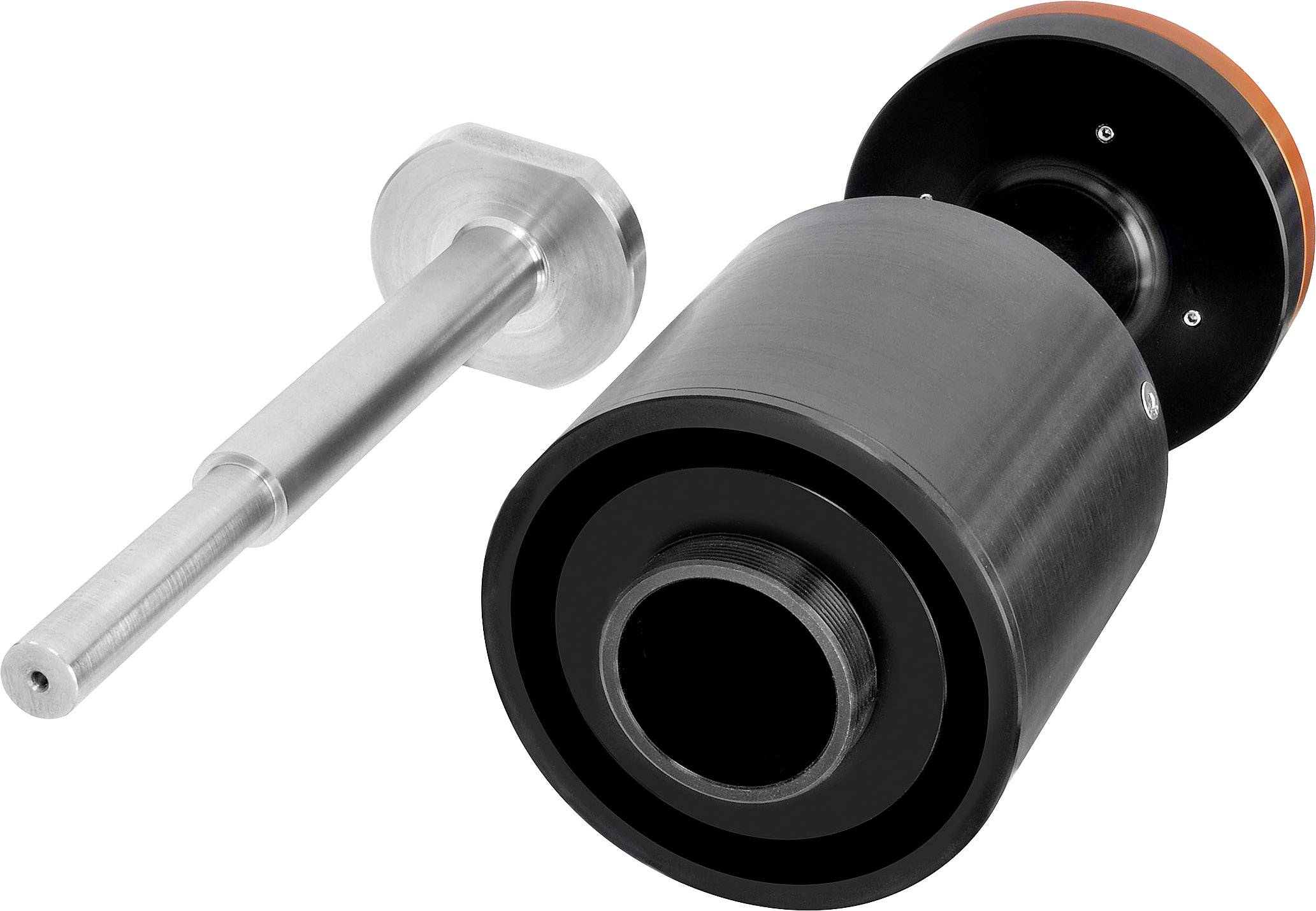 Dwie części maszyny: cylindryczny element metalowy oraz kolejny z komponentami łączącymi; prawdopodobnie zastosowanie przemysłowe.