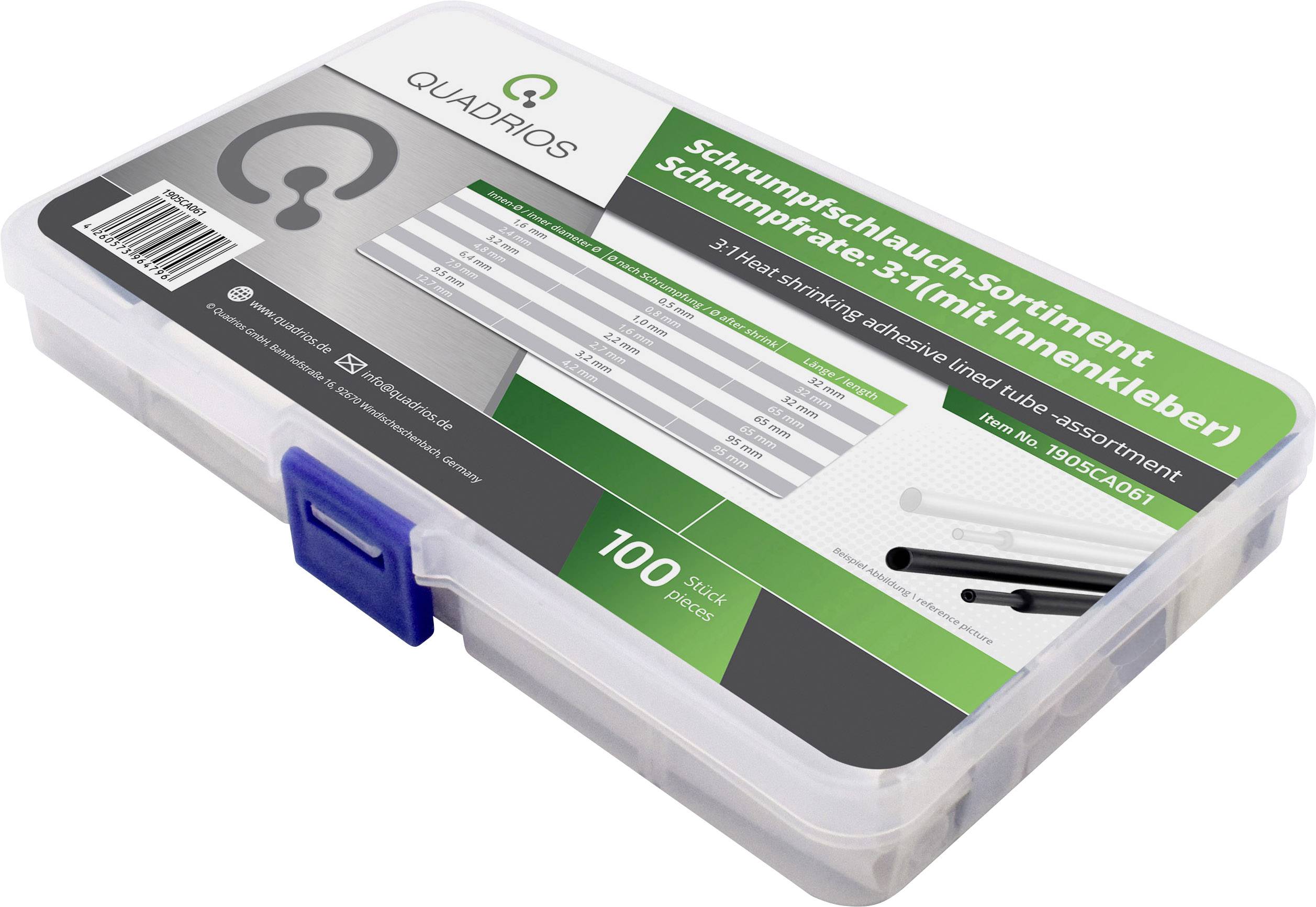 Набір термозбіжних трубок Quadrios 1905CA061 чорний, білий 100 предметів