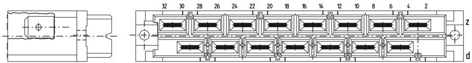 Rysunek techniczny elementu mechanicznego z wieloma symetrycznie rozmieszczonymi otworami i oznaczeniami wymiarów w milimetrach.