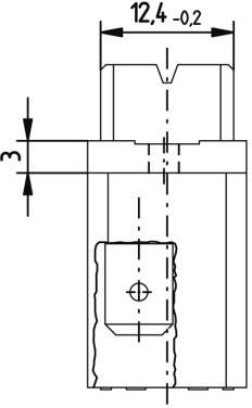 Rysunek techniczny elementu cylindrycznego z oznaczeniem średnicy: 12,4 -0,2 mm oraz wymiar podłużny 3 mm.