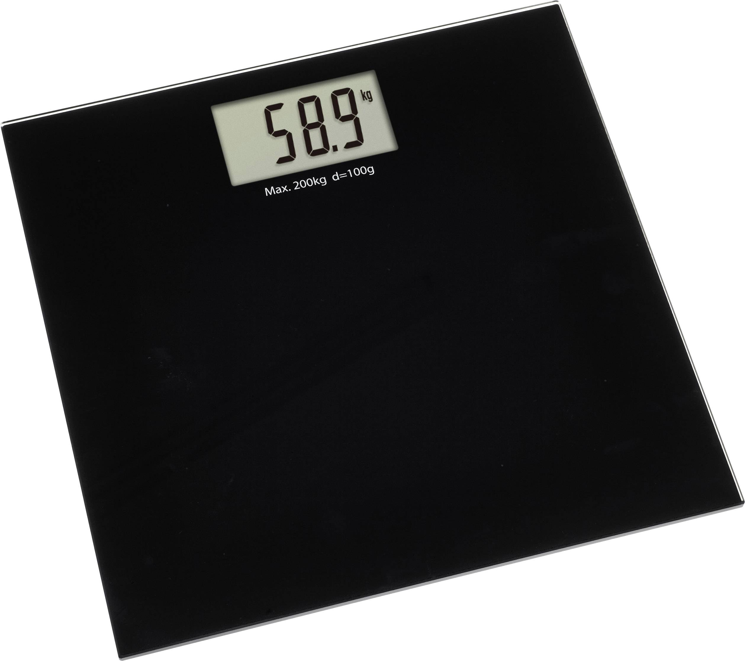 Cyfrowa waga wskazuje '58,9 kg'. Maksymalna pojemność 200 kg.