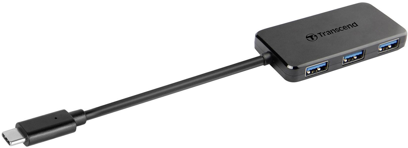 USB-хаб Transcend TS-HUB2C, 4 порти, USB-A, USB 3.1 Gen1, 5 Гбіт/с, чорний, TS-HUB2C