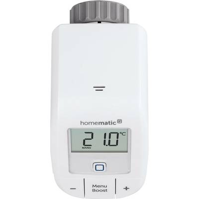 Cyfrowy termostat z wyświetlaczem, pokazujący '21,0°C'. Przyciski menu i regulacji temperatury znajdują się na dole.