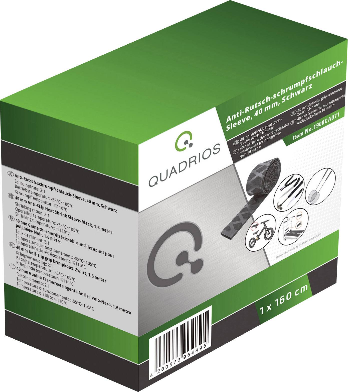 Термоусадочна трубка Quadrios 1908CA071 без клею, 2:1, від 40 мм до 20 мм, 1,6 м