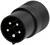 Czarny elektryczny wtyk z wieloma metalowymi stykami do zastosowań przemysłowych.