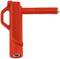 Czerwony zawór z tworzywa sztucznego lub narzędzie montażowe, prawdopodobnie do zastosowań technicznych lub instalacyjnych.
